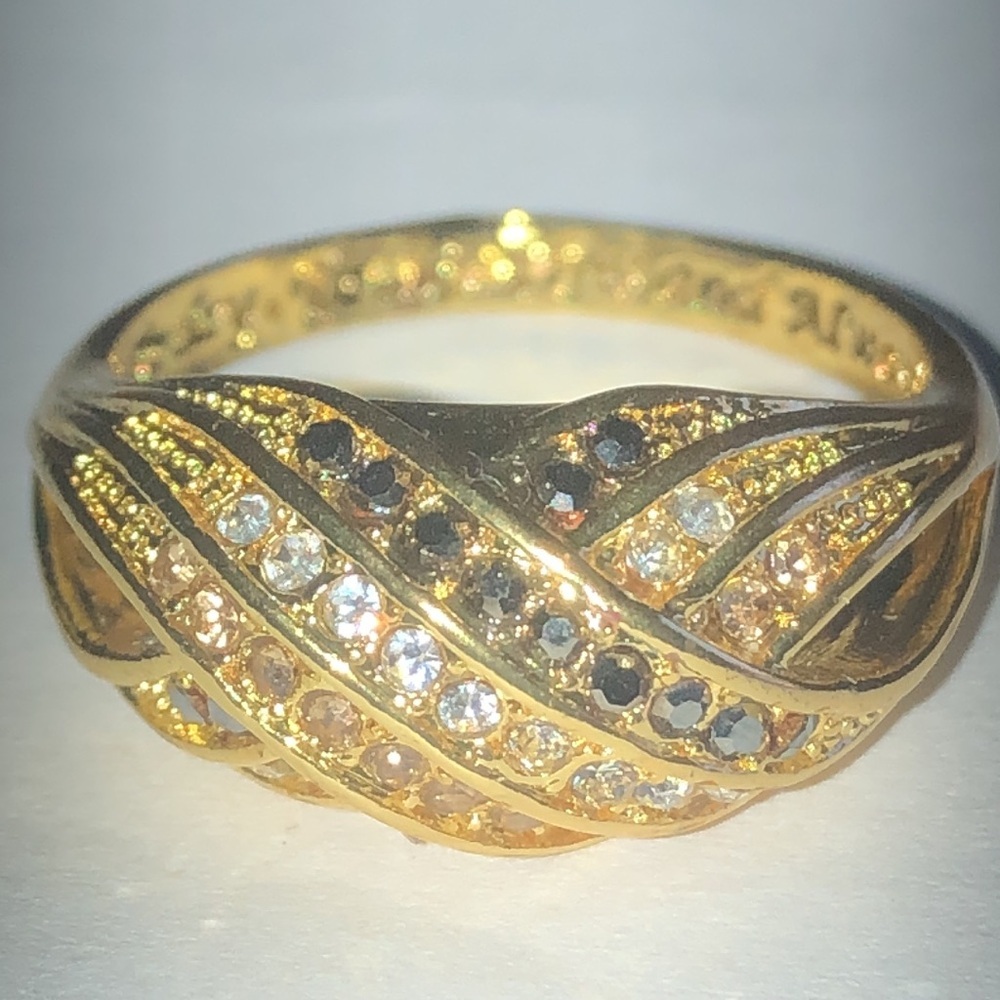 Gold Tone and CZ Rhinestone Accent Dome Ring